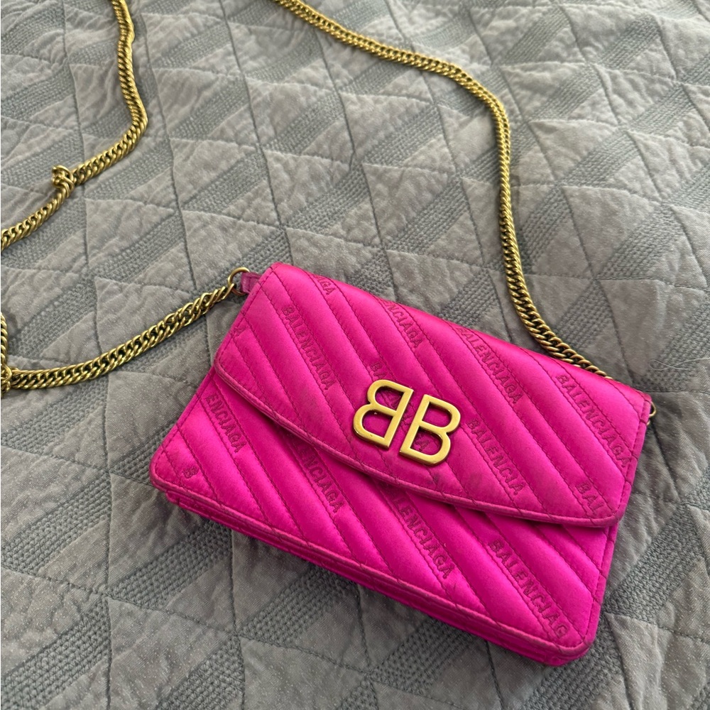 Balenciaga Hot Pink Wallet on Chain Bag
